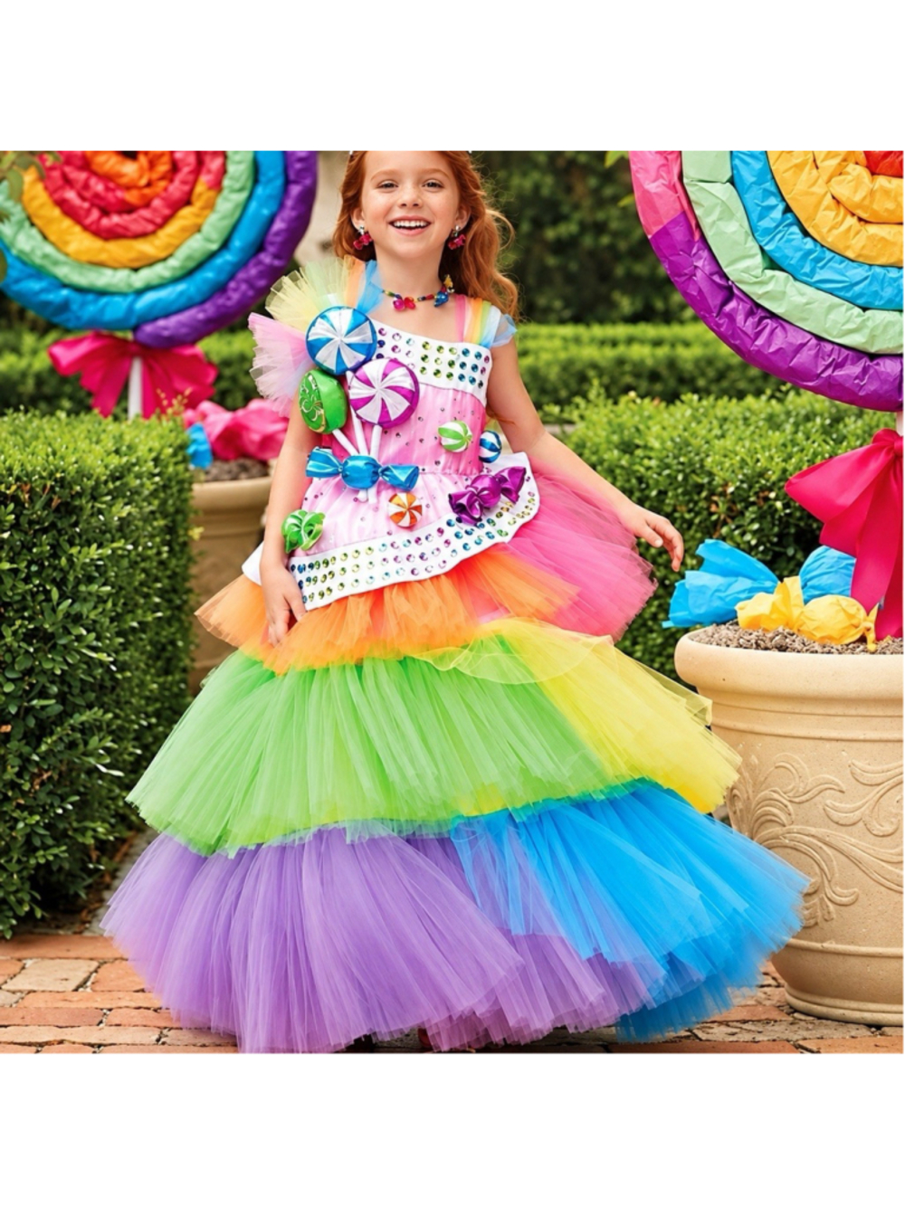 Wishcraft Chasing Fireflies Girls Candy Halloween Costume Rainbow Tulle Size 8